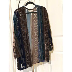 Chico's Cartigan, Size SM, Blue Brown and Purple